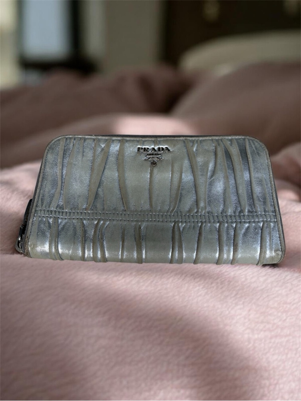 Prada Nappa Gaufre Zip Around Long Wallet